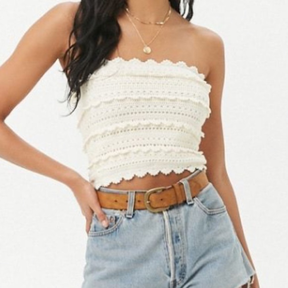 Forever 21 crochet knit cropped tube top